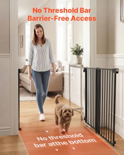 Pet Gate for Stairs (Black / 31-48" Wide x 36" Tall)