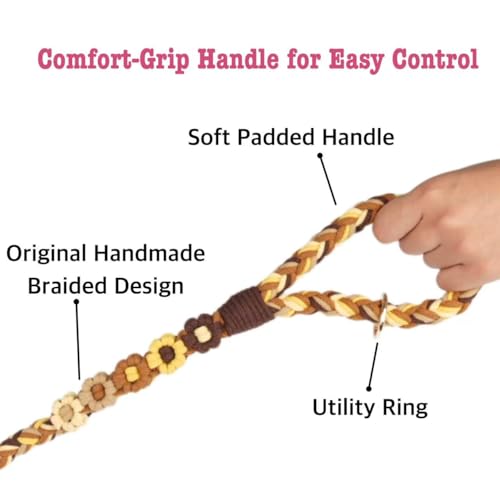 5FT Braided Cotton Rope Leash for Small (Golden Harvest)