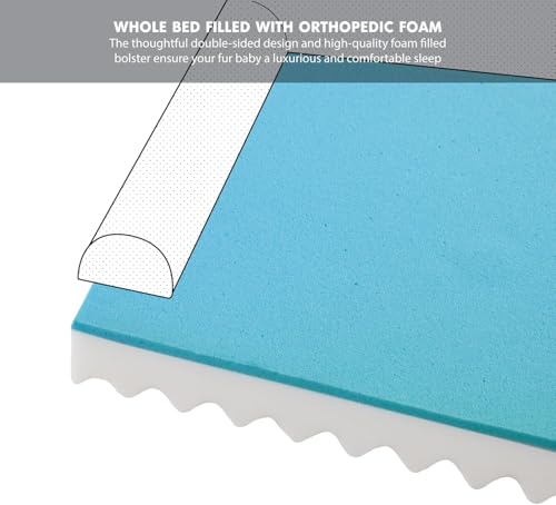 Orthopedic Dog Bed for Large Dogs (All-Foam Bolster Bed / Ally Khaki / Large (35" x 25" x 6.5"))