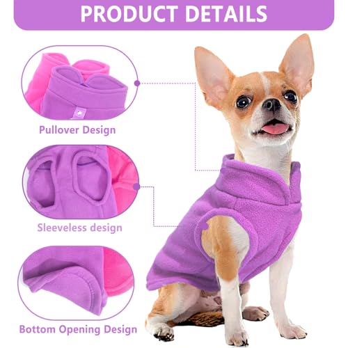 2 Pieces Fleece Dog Sweaters for Small Medium Dogs Girl (rose,purple / X-Large(19-26lbs))