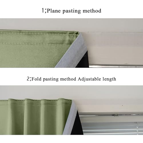 Self Adhesive Curtains 100% Blackout Shades Window Cover Sticky Curtain Portable Easy Open Black Out Curtains for Bedroom Living Room No Drilling (Sage Green/ Thickened / 59"W x 63"L (Pack of 1))
