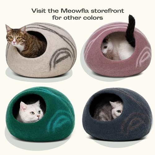 Cat Cave Merino Wool Bed for Indoor Cats (Aquamarine / Medium)