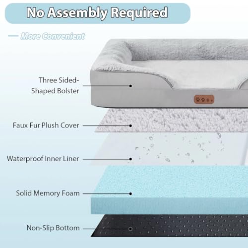 100% Orthopedic Memory Foam Large Dog Bed