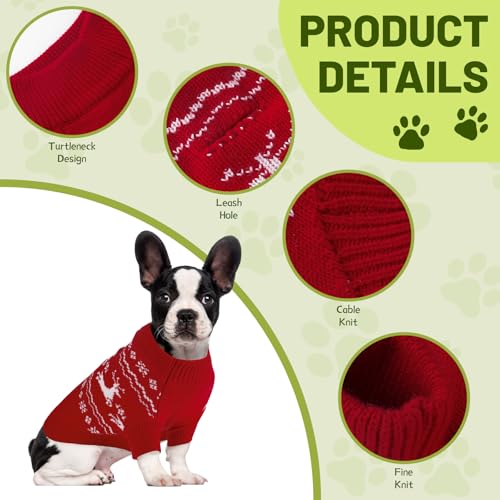 Christmas Dog Sweaters for Small Medium Large Dogs Classic Turtleneck Holiday Xmas Pet Clothes Cozy Stretchy Sweater for Chihuahua (Christmas Reindeer(Order One Size Up) / Large)