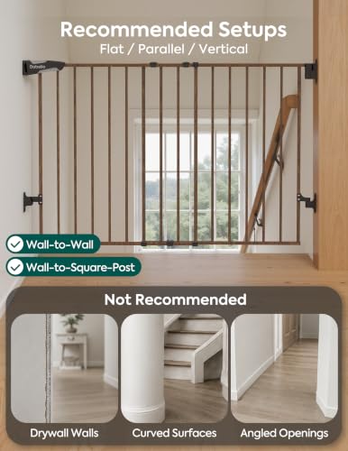 34" Extra Tall No Bottom Bar Baby Gate (Black Wood Pattern - B17 / 34" H, 26-43" W-Standard)
