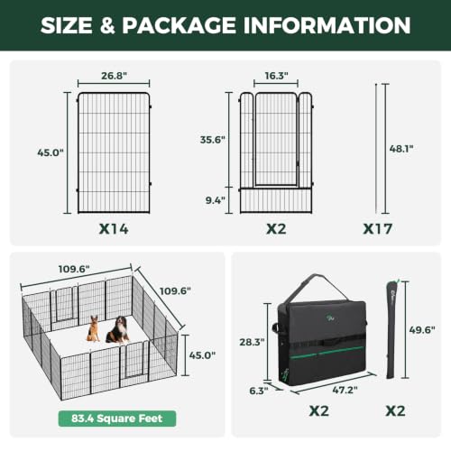 Rollick Dog Playpen with Storage Bags (Black / 45"H)