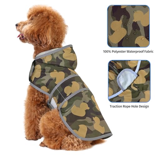Dog Raincoat Waterproof Dog Rain Jacket with Hood (Camo Ducks / X-Small)