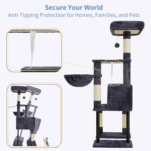 Cat Tree with Toy (49.2 inch / Smoky Gray)