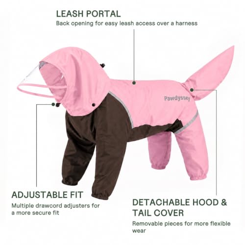 Full Body Dog Raincoat with Detachable Hood (Cherry Blossom Pink / X-Large)