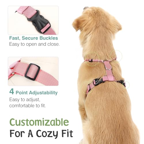 Dog Seat Belt (Pink Daisy / L (Chest: 22-32.3", Neck: 16.9-26"))