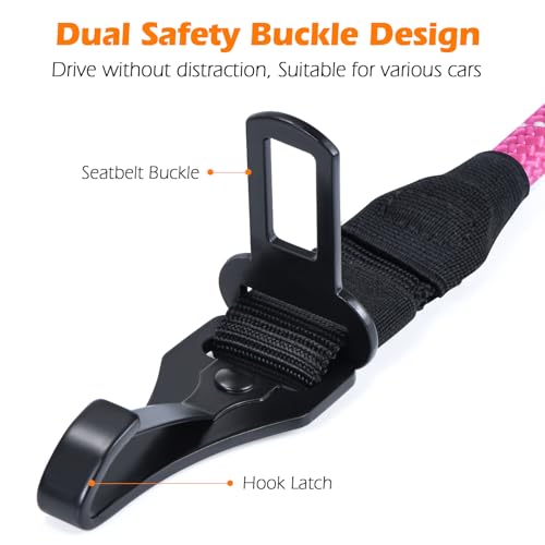 2 Packs Dog Seat Belt for Car (Purple, Pink / 2 Packs)