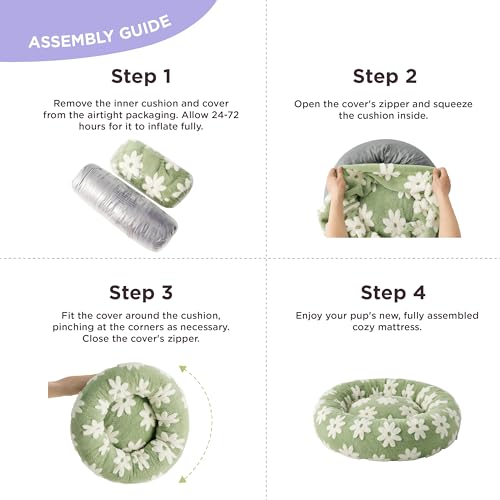 Shown on TV Jacquard Donut Cute Small Dog Beds (23.0"L x 23.0"W x 7.0"Th / Flower Garden Green)