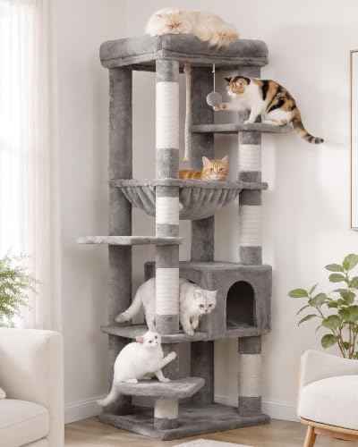 Cat Tree for Large Cats (Light Gray / 60 inch)