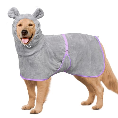 Dog Bathrobe Super Absorbent Towel Robe (Grey / XX-Large)