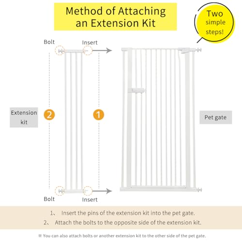 Extra Tall Cat Gate Extension Kit 55.12" High 8.27" Wide White (55.12" H-white / 8.27" W, Extension)