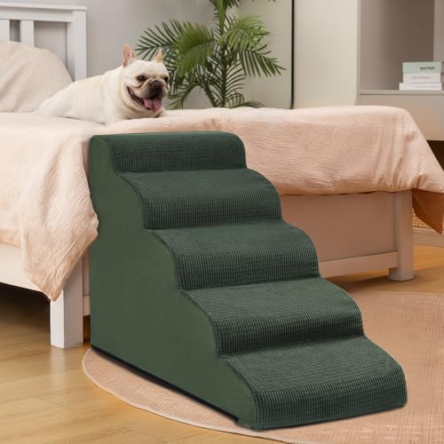 Dog Stairs for High Bed (Green / Standard 5-Step 22.2"H)