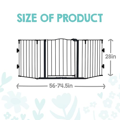 Safety 56" 74.5" Super Wide Configurable Baby Gate (74.5" W x 28" H / Black)