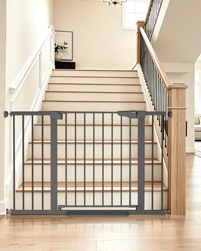 30 48 in Baby Gate for Stairs (Cool Gray / 30-48"W x 30.5"H)