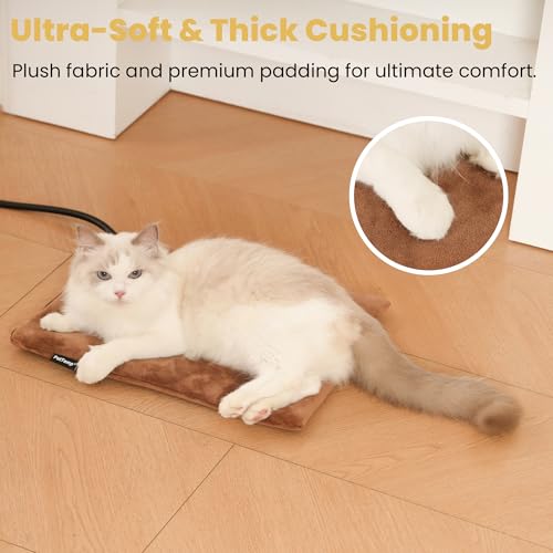 Pet Heating Pad for Cats Dogs Indoor & Sheltered Outdoor Waterproof Heated Cat Bed Heated Dog Bed Chew Resistant Cord Constant Temperature Electric Warming (Brown / Small: 16" x 13" x 1.3")