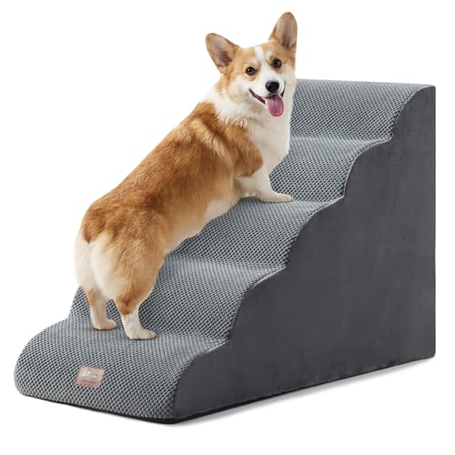 Dog Stairs for Small Dogs 22.6” H (Grey / 33"D x 15.7"W x 22.6"H)
