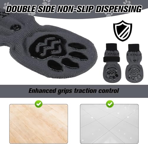 6PCS Anti Slip Dog Socks to Prevent Licking Paws (Small (6 Count) / Black and Grey)