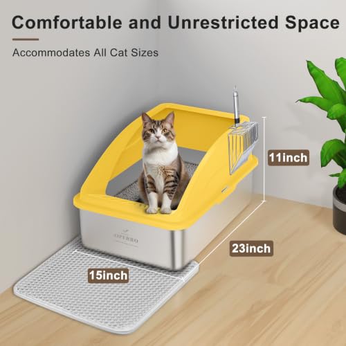 Stainless Steel Litter Box (Mustard Yellow / X-Large)