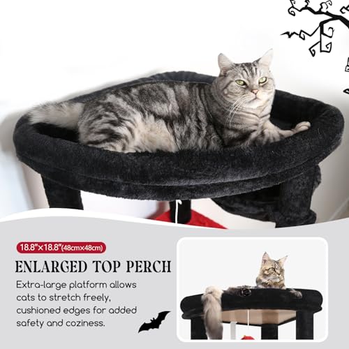 74in Gothic Heavy Duty Cat Tree Tower for Indoor Large Cats (Red Black / 74inch)