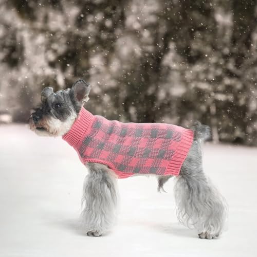Dog Sweaters for Large Medium Small Dogs (S - Chest 16", Back 12" / Light Pink)