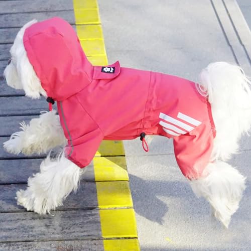 Dog Raincoat Waterproof Dog Rain Jacket with Hood (Pink / Large)