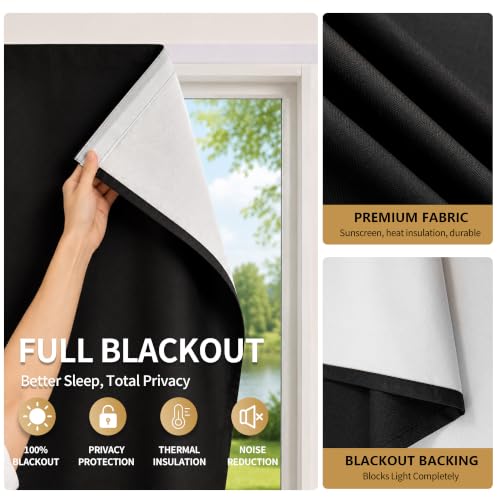 Self Adhesive Blackout Curtains (Black / 46"W x 60"H)