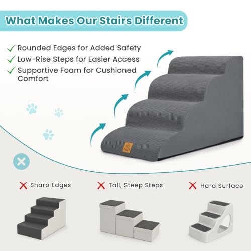 Dog Steps for Bed (Gray / 4-Step (H17.7))