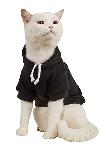 Basic Dog Hoodie Sweatshirt Puppy Sweater Warm Cat Costumes Pet Clothes for Chihuahua Puppy Kitten Small Medium Dogs Black Medium (Medium / Black)