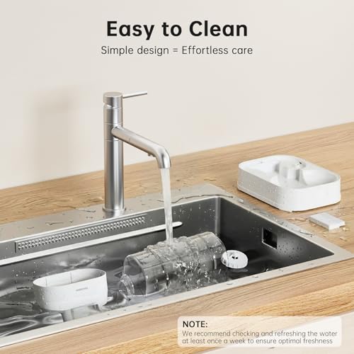 Automatic Cat Water Dispenser with 1 Filter Gravity Water Bowl for Dogs (Waterer + 1 Filter / 3.78L)