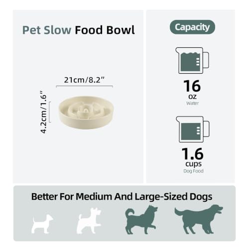 Ceramic Slow Feeder Dog Bowls (Light Yellow)