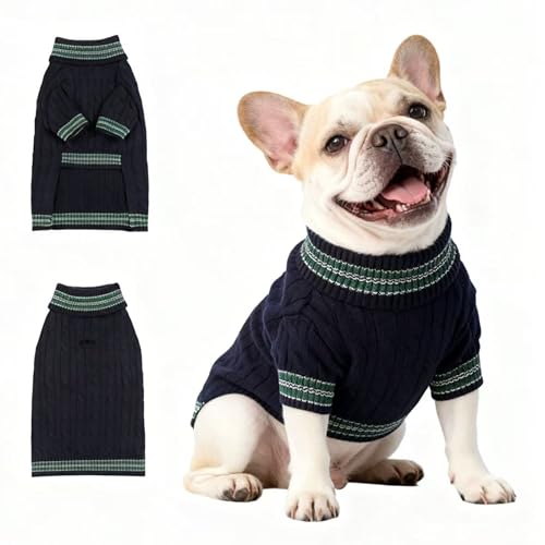 Small Medium Dog Sweater (Striped Blue / Large)