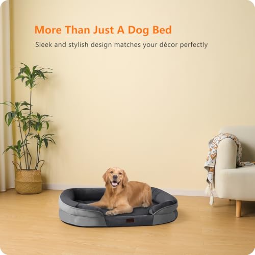 Orthopedic Waterproof Large Dog Bed Sofa (Large(42 x 31 x 6.5 inch) / Dark Grey)
