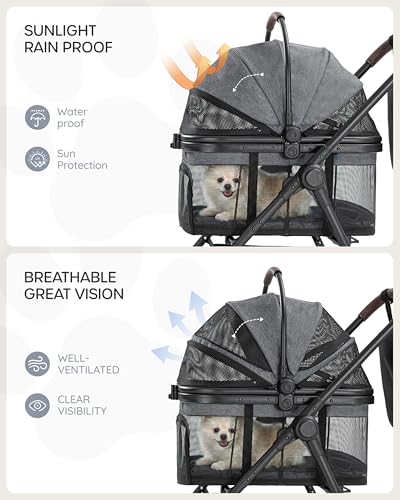 3 in 1 Pet Carrier Stroller for Small (Urban Gray)
