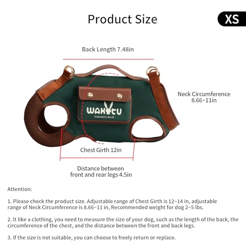 Dog Lift Harness Dog Carrier Sling for Small Dogs & Cats (X-Small(2-5 LBS) / 1.0 Green)
