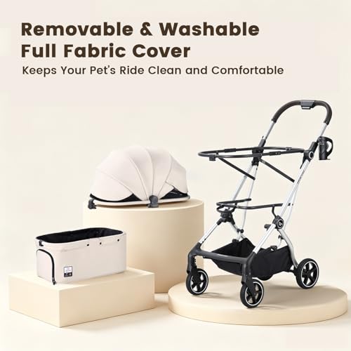 Beberoad Dog T4 Max Stroller for Small Medium Pets One (T4 Max Beige)