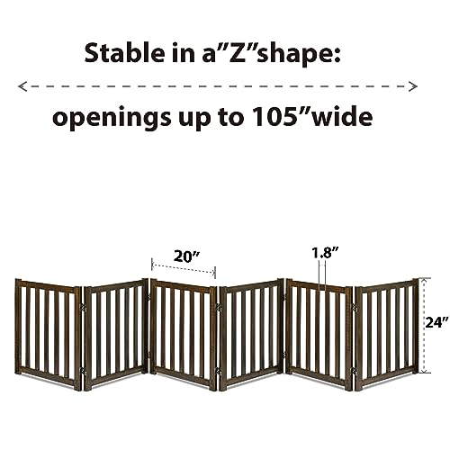 Wooden Free Standing Dog Gate 120" W x 24" H (Walnut / 120"W x 24"H)