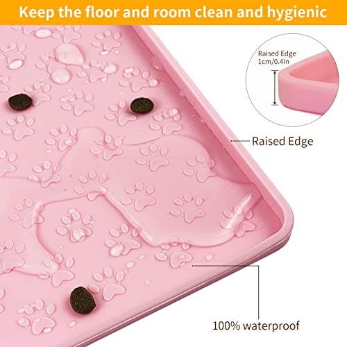 Silicone Pet Placemat for Dog and Cat (31.5"L x 23.6"W / Pink)