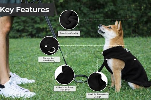 Dog Fleece Vest Sweater with Leash Ring (XXL (25-35lbs) / Black)