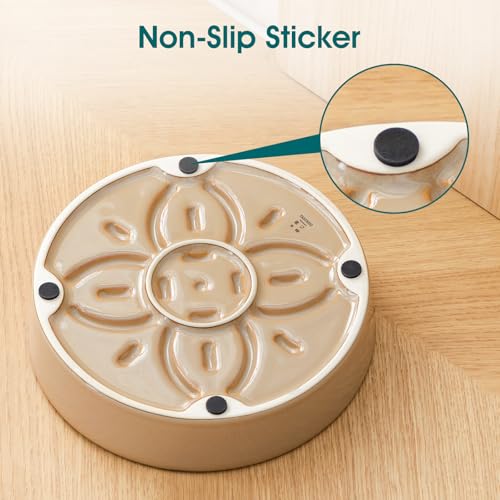 Ceramic Slow Feeder Dog Bowls (M-1.5 Cups / Brown)