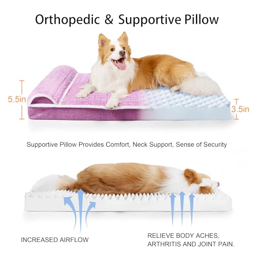 Orthopedic Large Dog Bed Pillow Pet Sofa Bed 48''X30'' Lilac (Lilac / 48"L x 30"W x 3.5"Th)