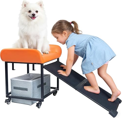 Dog and cat pet Sofa (Orange pet leather stool)