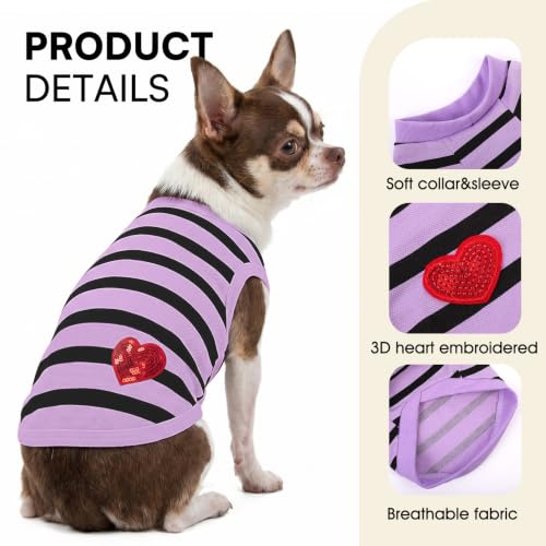 Dog Striped Shirts for Large Dogs (Purple-Vest / X-Large)