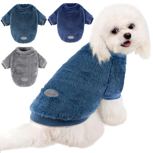 3 Pack Dog Sweater Clothes for Small Dogs Girls Boys Christmas (Grey+Blue+Navy / XL)