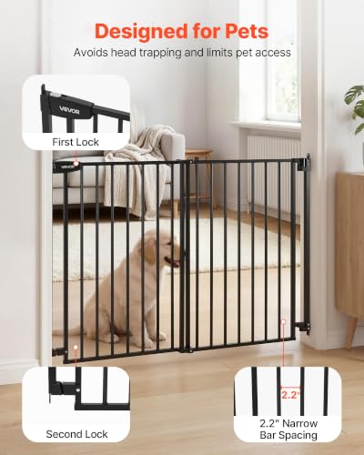 Pet Gate for Stairs (Black / 31-48" Wide x 36" Tall)