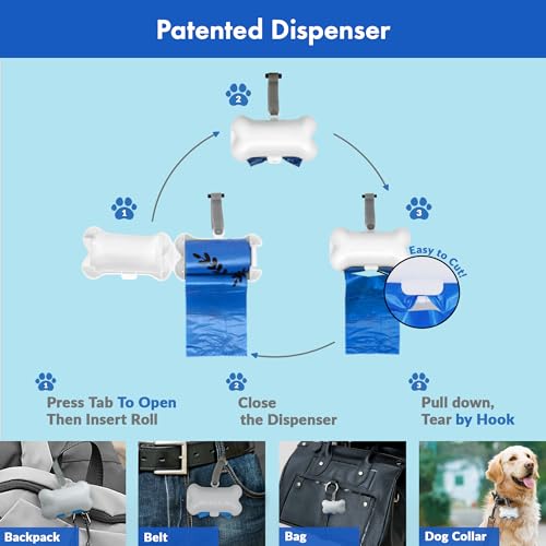 1000 multicolor poop bags for dogs with Dispenser and Leash Tie (Multicolor / 1 Count (Pack of 1000))