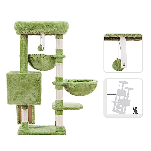 Cat Tree Tower with Large Bed (35.4 inch / Green)